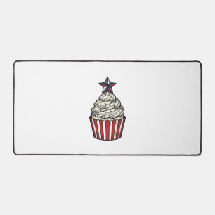 Patriotic Cupcake Vintage Engraving Fourth of July Desk Mat