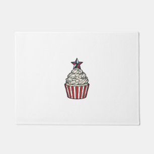 Patriotic Cupcake Vintage Engraving Fourth of July Doormat