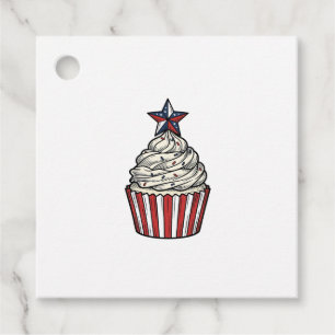 Patriotic Cupcake Vintage Engraving Fourth of July Favour Tags