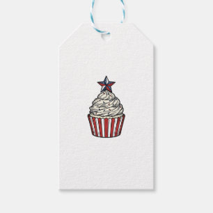 Patriotic Cupcake Vintage Engraving Fourth of July Gift Tags