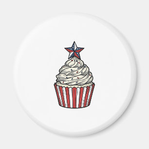 Patriotic Cupcake Vintage Engraving Fourth of July Magnet