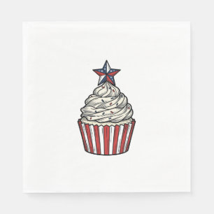 Patriotic Cupcake Vintage Engraving Fourth of July Napkin