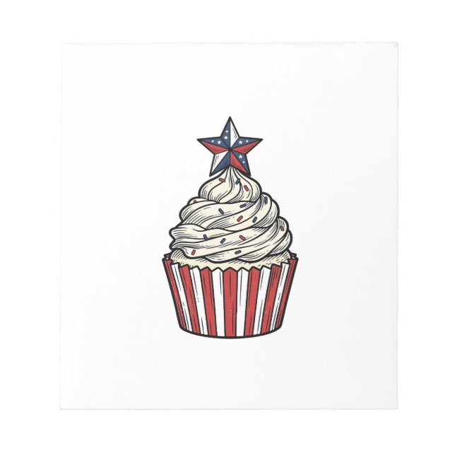 Patriotic Cupcake Vintage Engraving Fourth of July Notepad (Front)