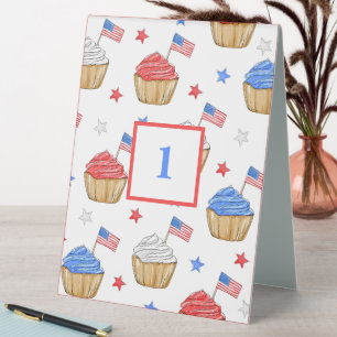 Patriotic Cupcakes & Stars Table Number