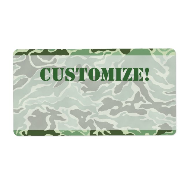 Patriotic Custom Green Army Camouflage Labels (Front)