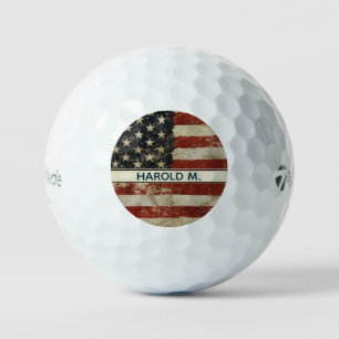 Patriotic Custom Name USA American Flag Golf Balls