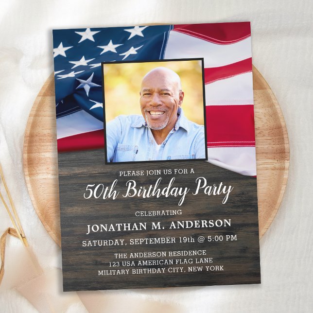 Patriotic Custom Photo American Flag Birthday  Postcard (Creator Uploaded)