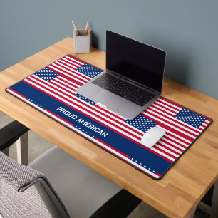 Patriotic Customisable USA American Flag Desk Mat