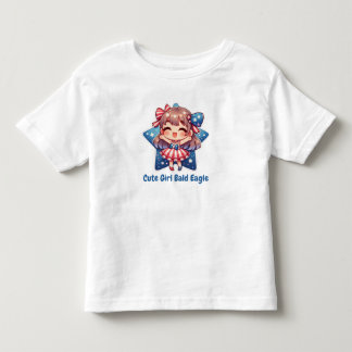 Patriotic Cutie – Baby Bald Eagle with Bow Girls' Toddler T-Shirt
