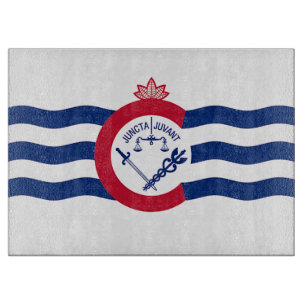 Patriotic cutting board with Flag of Cincinnati