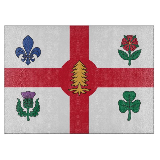 Patriotic cutting board with Flag of Montreal (Front)