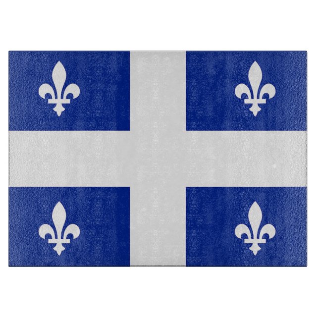 Patriotic cutting board with Flag of Quebec (Front)