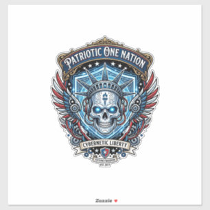 Patriotic Cyber Liberty Skull Cyberpunk Future Fre