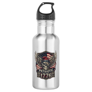 Patriotic Cyber Liberty Skull Cyberpunk Future Fre 532 Ml Water Bottle