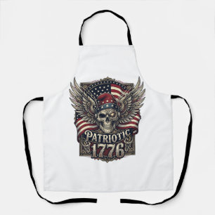 Patriotic Cyber Liberty Skull Cyberpunk Future Fre Apron