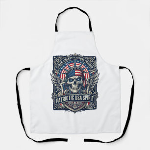 Patriotic Cyber Liberty Skull Cyberpunk Future Fre Apron