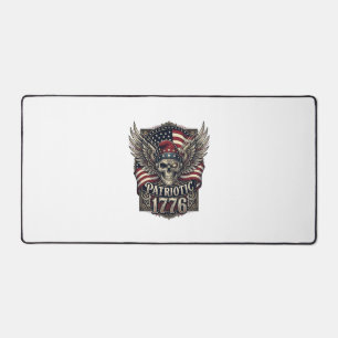 Patriotic Cyber Liberty Skull Cyberpunk Future Fre Desk Mat