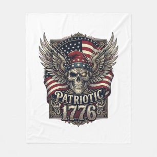 Patriotic Cyber Liberty Skull Cyberpunk Future Fre Fleece Blanket