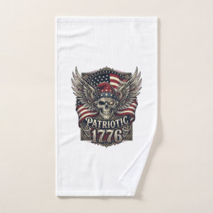 Patriotic Cyber Liberty Skull Cyberpunk Future Fre Hand Towel