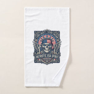 Patriotic Cyber Liberty Skull Cyberpunk Future Fre Hand Towel