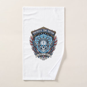 Patriotic Cyber Liberty Skull Cyberpunk Future Fre Hand Towel