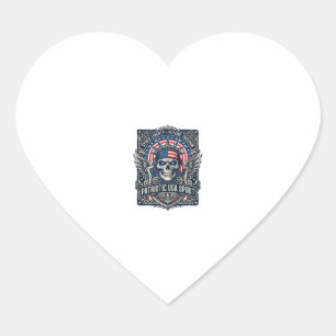 Patriotic Cyber Liberty Skull Cyberpunk Future Fre Heart Sticker