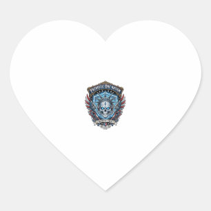 Patriotic Cyber Liberty Skull Cyberpunk Future Fre Heart Sticker