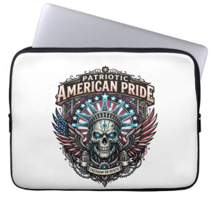 Patriotic Cyber Liberty Skull Cyberpunk Future Fre Laptop Sleeve