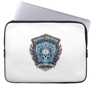 Patriotic Cyber Liberty Skull Cyberpunk Future Fre Laptop Sleeve