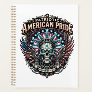 Patriotic Cyber Liberty Skull Cyberpunk Future Fre Planner