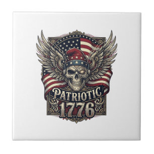 Patriotic Cyber Liberty Skull Cyberpunk Future Fre Tile