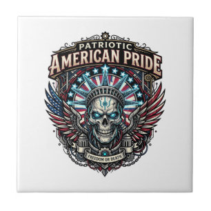 Patriotic Cyber Liberty Skull Cyberpunk Future Fre Tile