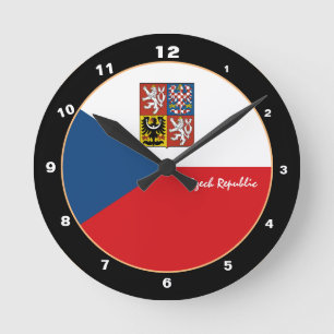 Patriotic Czech Flag, Czech Republic home / design Round Clock