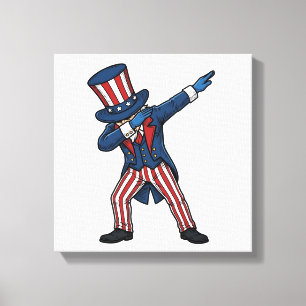 Patriotic Dabbing Character Vintage Vector Design_ Canvas Print
