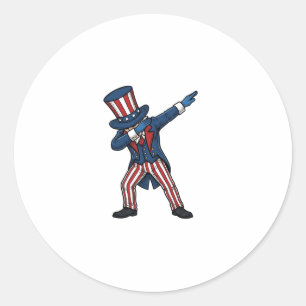 Patriotic Dabbing Character Vintage Vector Design_ Classic Round Sticker