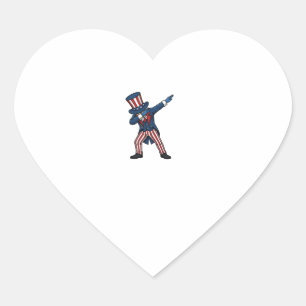 Patriotic Dabbing Character Vintage Vector Design_ Heart Sticker