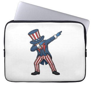 Patriotic Dabbing Character Vintage Vector Design_ Laptop Sleeve