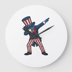 Patriotic Dabbing Character Vintage Vector Design_ Large Clock