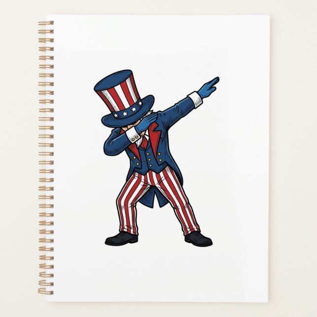 Patriotic Dabbing Character Vintage Vector Design_ Planner (Front)
