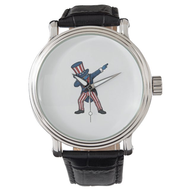 Patriotic Dabbing Character Vintage Vector Design_ Watch (Front)