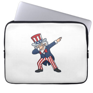 Patriotic Dabbing Gentleman Vintage Vector Design_ Laptop Sleeve