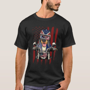 Patriotic Dachshund Biker Usa Flag 4th Of Jul Wien T-Shirt