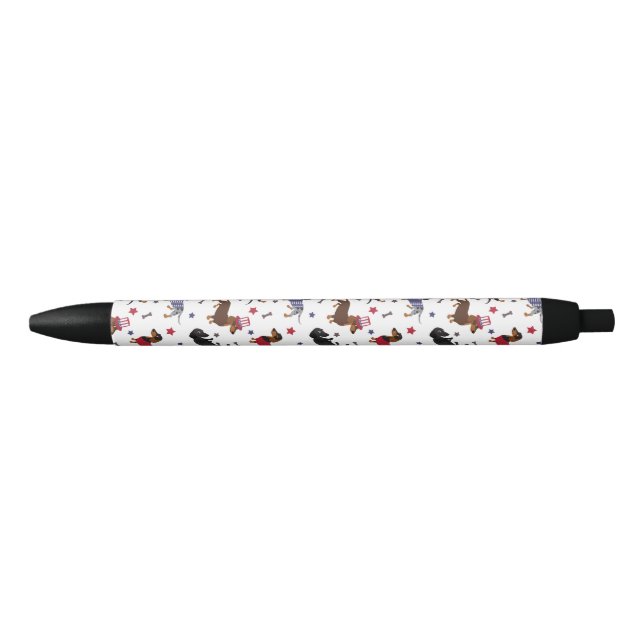 Patriotic Dachshund Black Ink Pen (Front)