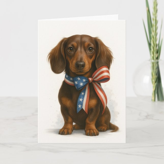 Patriotic Dachshund Card (Front)