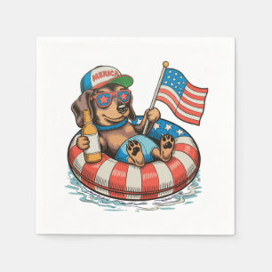 Patriotic Dachshund Dog 250 Anniversary 4th July Napkin