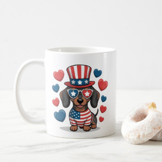 Patriotic Dachshund Dog Lover USA Pride 4th July Coffee Mug
