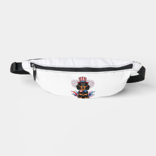 Patriotic Dachshund Fireworks Vintage Vector Art_1 Bum Bags