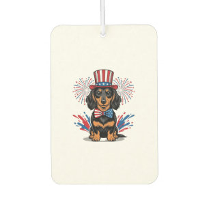 Patriotic Dachshund Fireworks Vintage Vector Art_1 Car Air Freshener