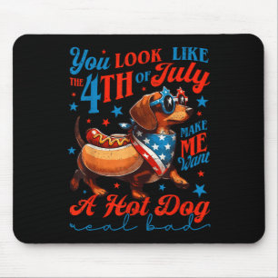 Patriotic Dachshund Fourth Of July 4th Flag Cute H Mouse Mat