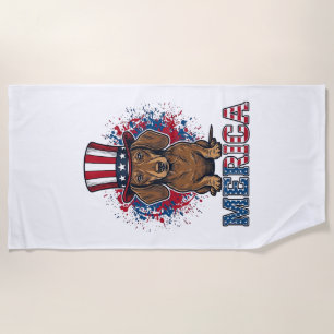 Patriotic Dachshund Merica Vintage Dog Shirt_1 Beach Towel